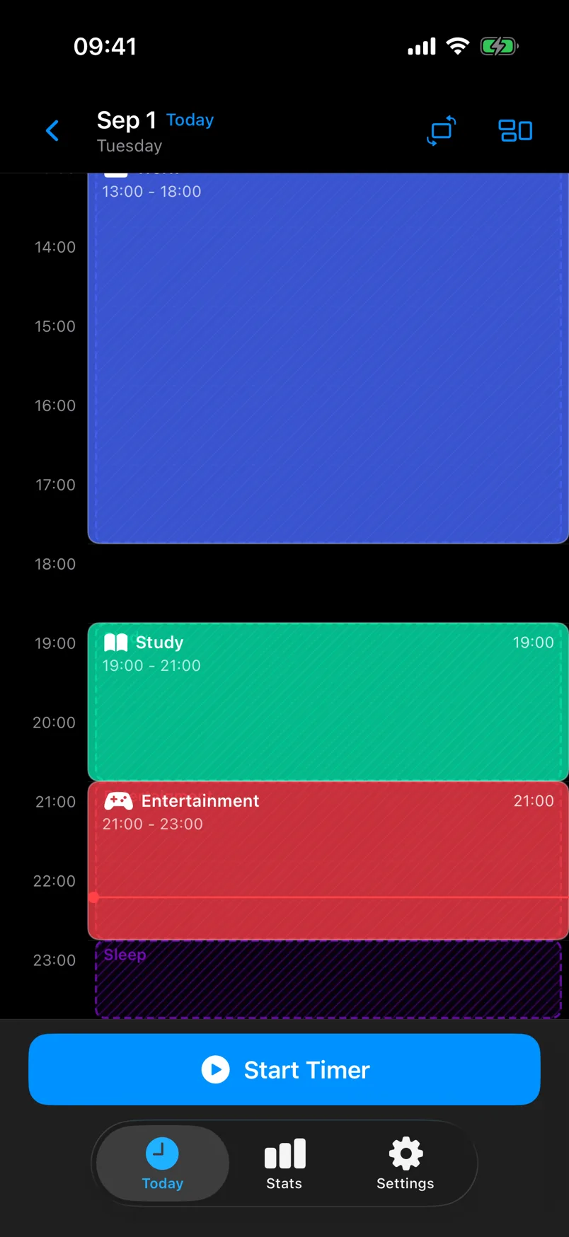 DayShape linear timeline aligned with ideal schedule